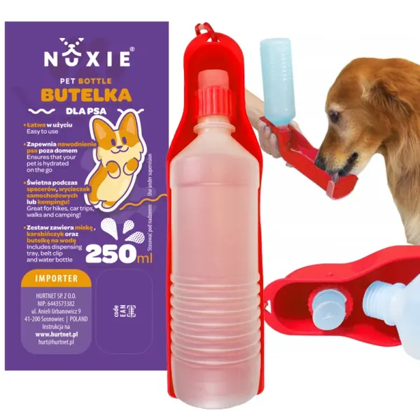 Duża butelka turystyczna dla psa bidon miska 250ml 1419